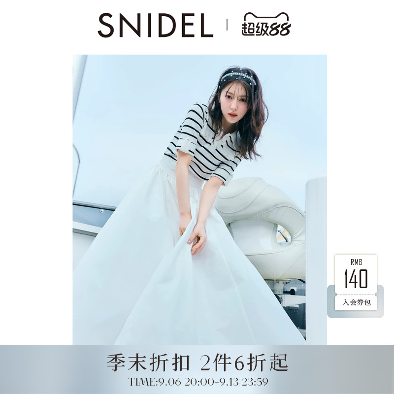 SNIDEL2026春夏新品简约百搭翻领短袖针织拼接连衣裙SWNO262066图片