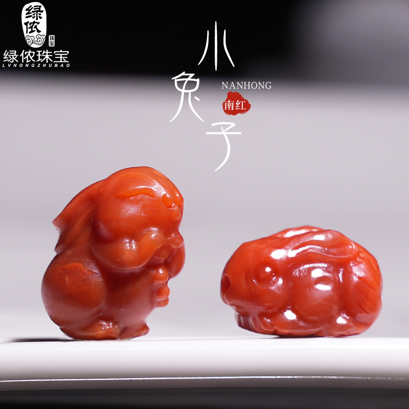 原矿南红玛瑙趴趴兔玉兔手串隔珠