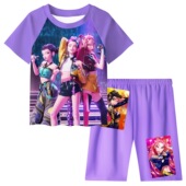 儿童短袖 pop 短裤 夏季 套装 demon hunters女团家居服睡衣两件套