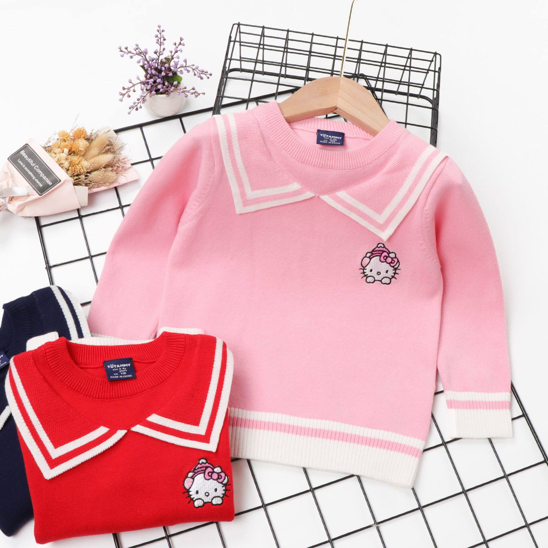 凯蒂猫女童毛衣2020秋冬新款儿童洋气学院风针织套头上衣KT猫童装在类目 童装/婴儿装/亲子装, 毛衣/针织衫中 - 来自Buy2taobao.com提供专业的淘宝代购服务