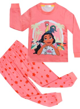 Moana 2海洋奇缘卡通儿童睡衣套装女童大童长袖长裤家居服两件套