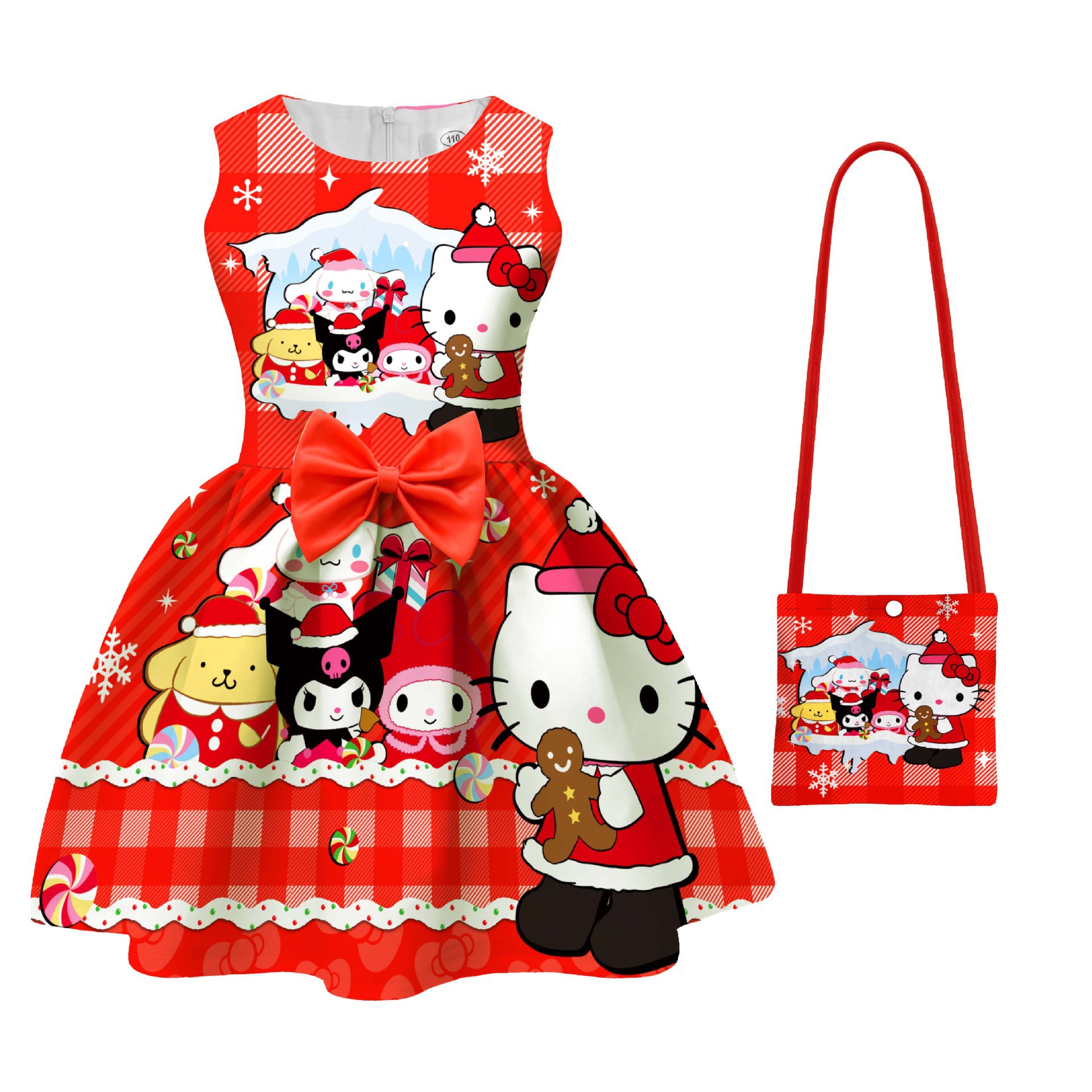 卡通风女童连衣裙蝴蝶结公主裙