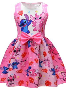 女童无袖蝴蝶结连衣裙夏公主裙节日派对星际宝贝Lilo and Stitch