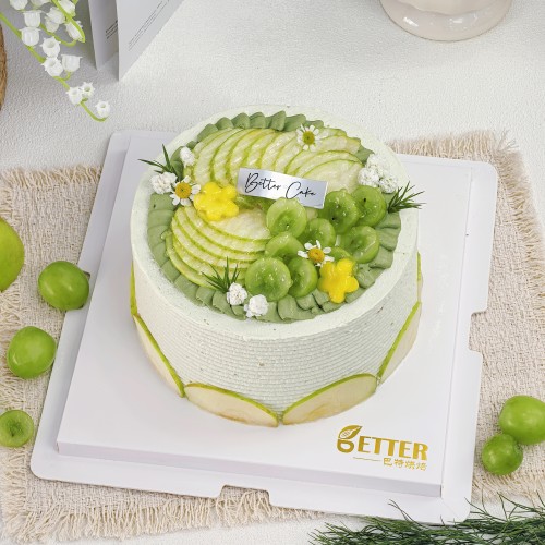 春季上新柚子莳萝青苹果蛋糕绿茶动物奶油低糖生日水果蛋糕青岛