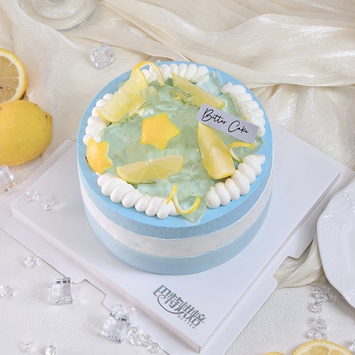海盐柠檬动物奶油生日蛋糕