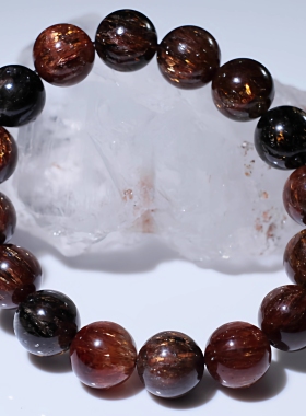 天然黑金超七手链单圈共生双轮超七手串黑金发晶饰品礼物女