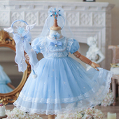 女童2024夏装 新款 洛丽塔爱莎公主裙子洋气六一演出艾莎生日连衣裙