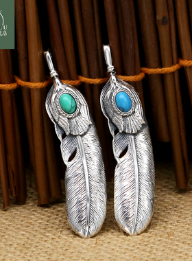 复刻飞鹰羽毛项链吊坠纯银男女款