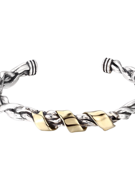 新款纯银创意老树藤丝带手镯日本工匠流行男女开口个性首饰手环