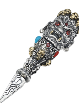 大黑天财神吊坠挂件纯银男