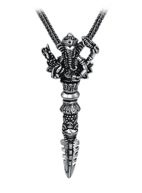 金刚杵象鼻神迦尼萨吊坠挂饰纯银