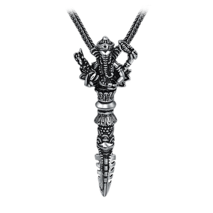 纯银复古男士金刚杵象鼻神迦尼萨吊坠汽车钥匙挂饰吊件泰国精工潮