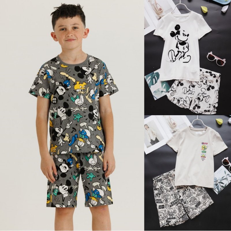 外贸原单女童可爱满印米奇qi休闲套装家居服短袖+短裤中大童媛1,童装/婴儿装/亲子装,套装,淘宝优惠券,粉丝福利购,淘宝优惠卷