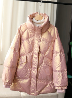 柜货 少女大童时尚百搭领加厚保暖羽绒服宽松软面包外套鑫