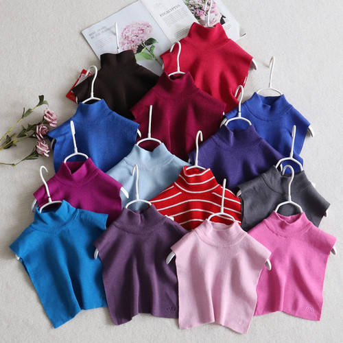 出芬兰外贸原单实用假领子针织加绒围脖中高领美利奴羊毛媛