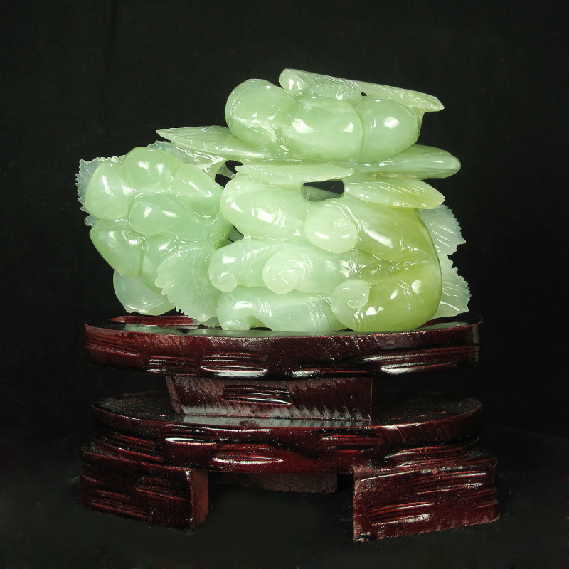 天然玉石春华秋实玉雕摆件南瓜桃子办公桌装饰摆设工艺品岫岩玉瓜