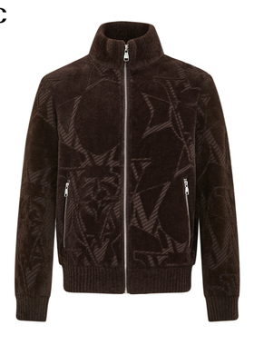 【雪尼尔提花】VJC/威杰思2025秋冬新款男装潮流立领针织外套保暖