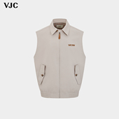 男装 VJC 威杰思2026春夏新款 混纺亚麻翻领背心外套
