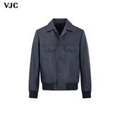 羊皮革皮衣 VJC 威杰思2025秋冬新款 男装 摩登翻领皮衣外套复古