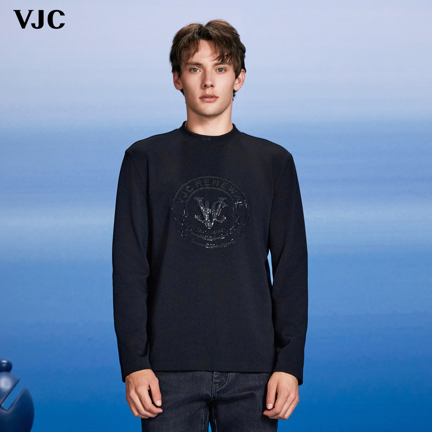 VJC/威杰思秋冬新款男装潮流印花轻奢品牌长袖T恤衫