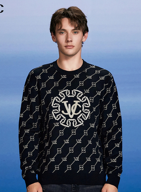 VJC/威杰思2025秋冬新款男装潮流长袖绵羊毛衫B24DC2211