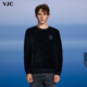 威杰思2025秋季 新款 男装 VJC 烫钻提花潮流圆领长袖 卫衣柔软打底