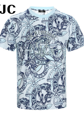 【纯棉】VJC/威杰思 2025夏季款男装满印花短袖T恤圆领个性度假风