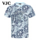 度假风 威杰思 纯棉 男装 VJC 款 T恤圆领个性 2025夏季 满印花短袖
