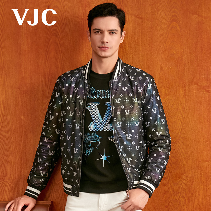 VJC 2024秋冬季新款男装棒球领针织棉服潮流百搭外套B23CI1625