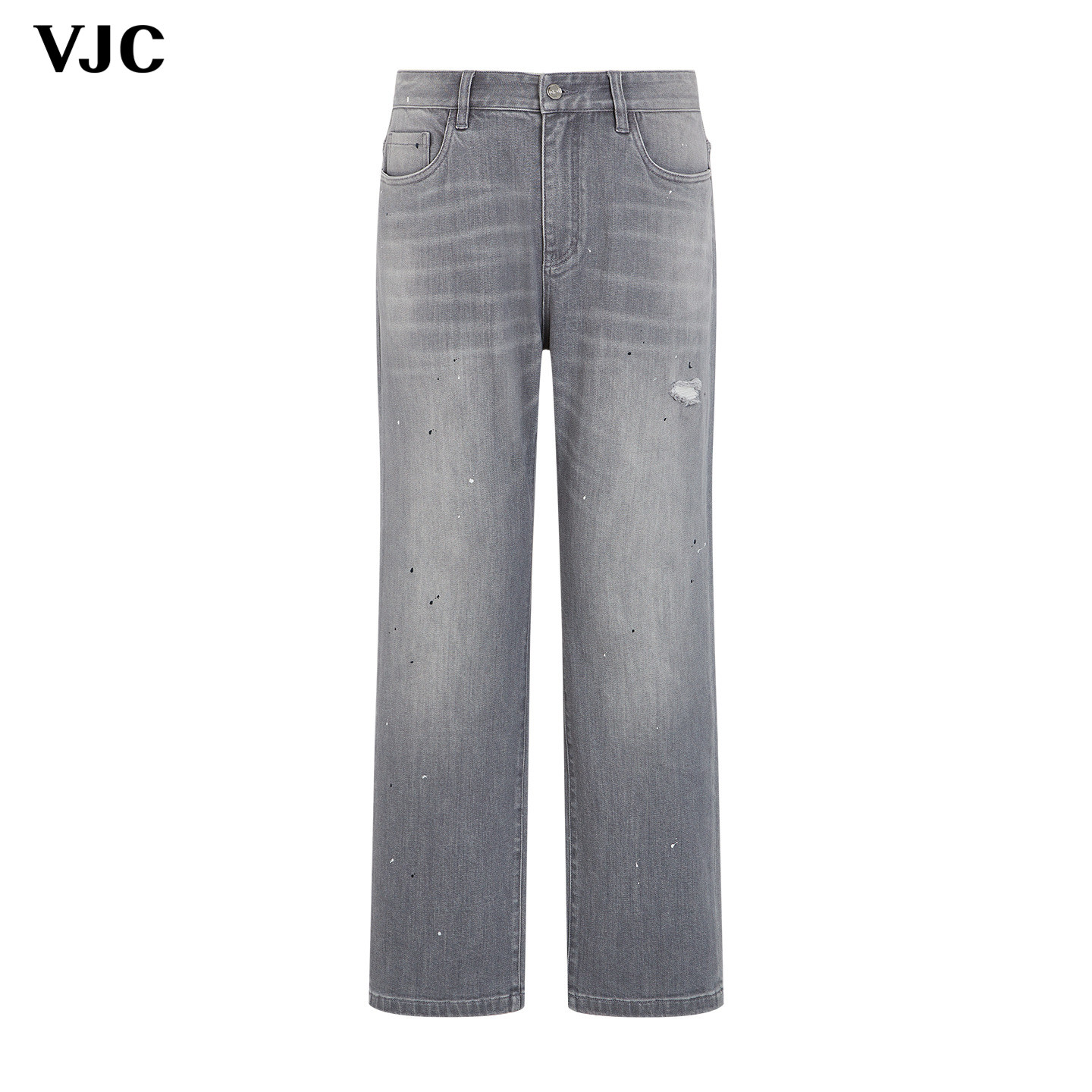 VJC/威杰思秋冬新款男装时尚复古牛仔裤水洗磨破长裤高街潮流