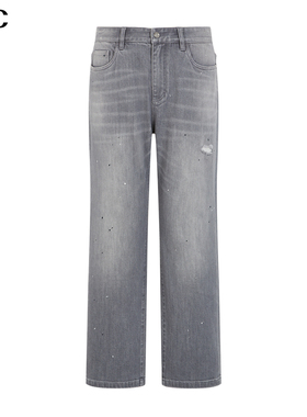 VJC/威杰思2025秋季新款男装时尚复古牛仔裤水洗磨破长裤高街潮流
