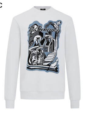 VJC/威杰思2025秋冬新款男装印花高端品牌提花长袖轻奢针织卫衣