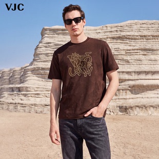 VJC/威杰思【专柜新品】2026夏季新款男装珠饰点缀休闲短袖T恤