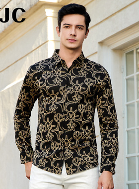 VJC/威杰思2025春季新品男装轻奢百搭长袖提花衬衫通勤B24AB2110