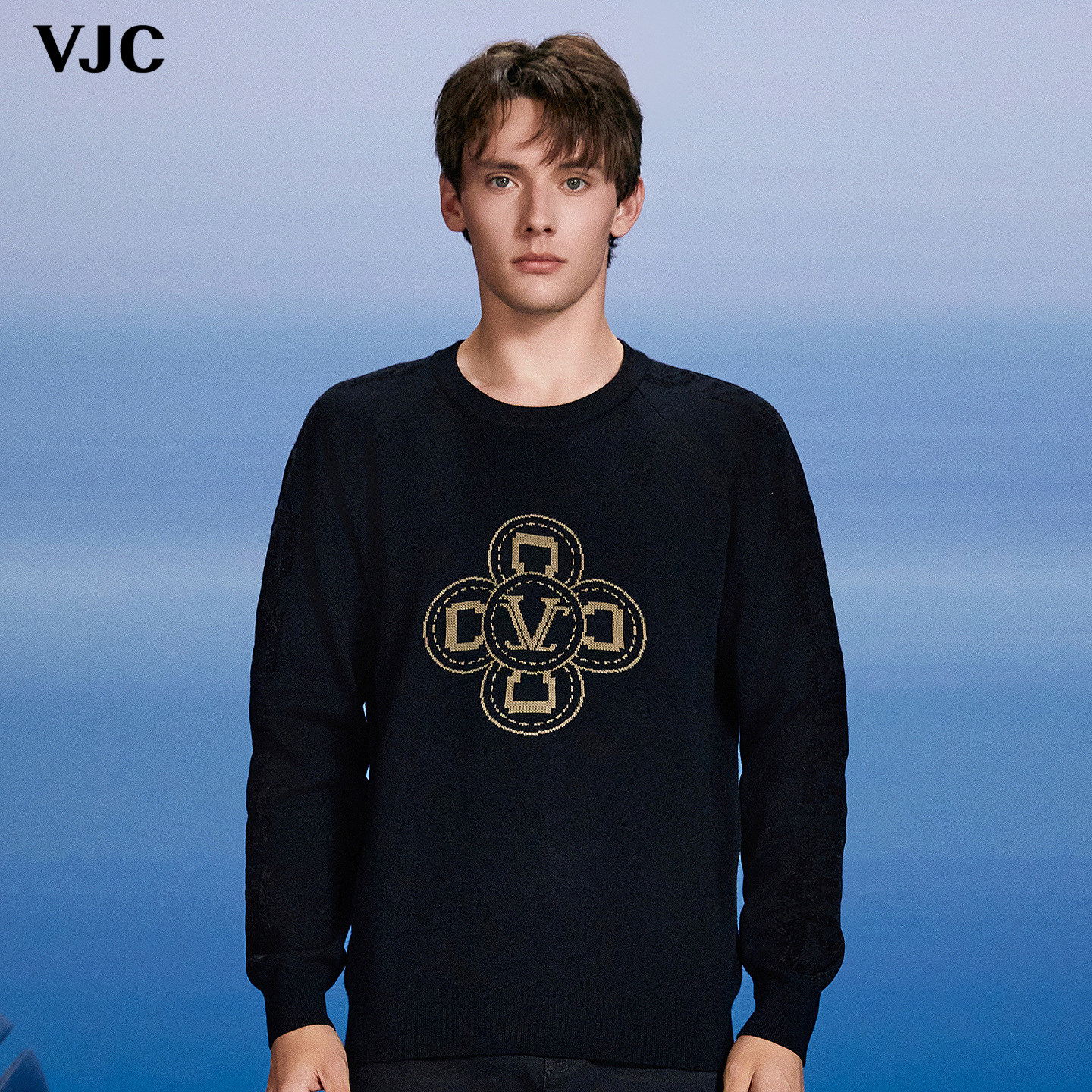 VJC/威杰思2025秋冬新款男装潮流长袖针织毛衫B24DC2208,男装,针织衫/毛衣,淘宝优惠券,粉丝福利购,淘宝优惠卷