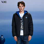 男装 连帽棉服运动风外套休闲 VJC 威杰思2025秋冬新款 时尚 印花