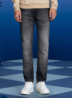 VJC/威杰思2025秋季新款男装时尚摩登水洗磨白牛仔裤通勤九分裤