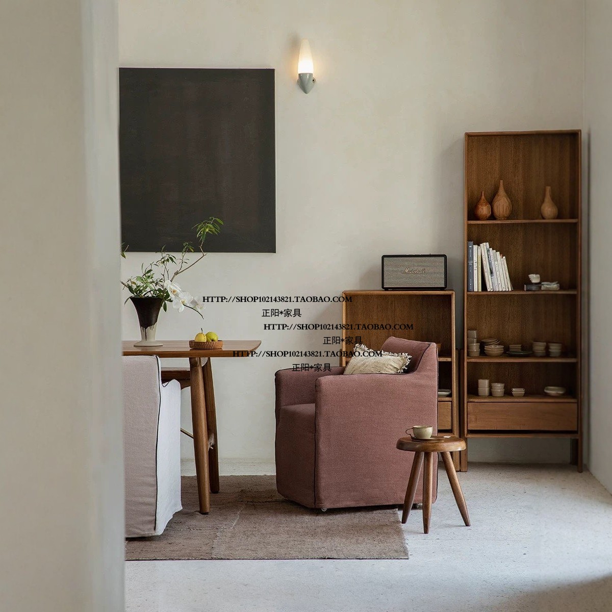 北欧侘寂中古风格水洗亚麻布艺单人位沙发椅书椅餐椅电脑椅梳妆椅