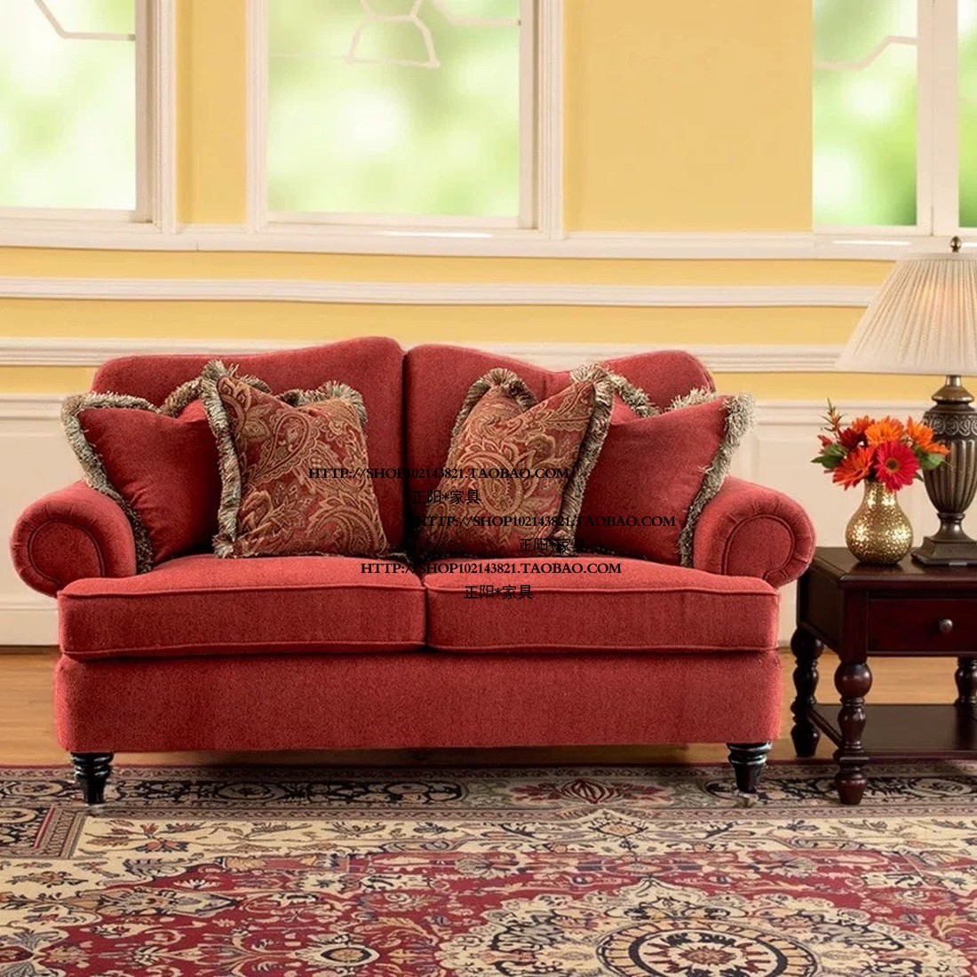 北欧美式乡村风格雪尼尔布艺单人双人三人位沙发别墅客厅组合家具