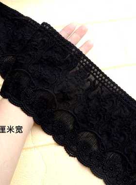 13.5厘米宽黑色纯棉刺绣加厚加宽辅料衣服服装布料花边装饰diy