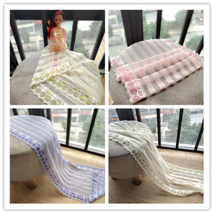 22厘米宽粉黄浅紫色弹力蕾丝加厚花边裙子辅料下摆抹胸娃娃装饰