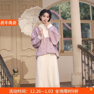 女加绒改良旗袍显瘦百搭 套装 灵兔衔芝 清水溪汉初秋冬国风新中式