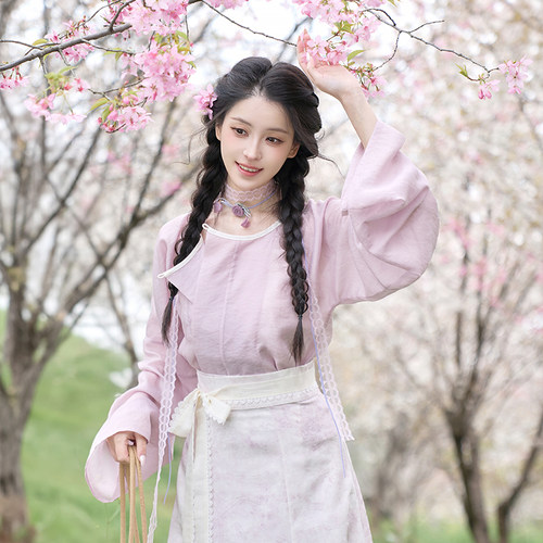 烟雨霏霏 清水溪汉初汉服唐风坦领八破裙显瘦天丝舒适日常夏季