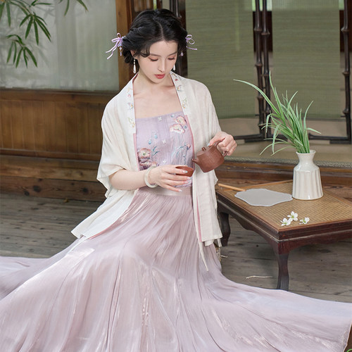 玉人娇 清水溪汉初改良汉服女汉元素宋制对襟插片裙舒适日常仙气