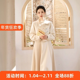 云间茶语 清水溪汉初汉服女东方美学改良圆领短袄松紧八破裙春秋