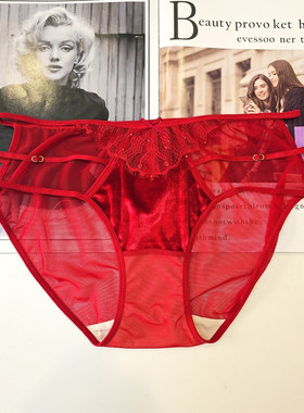 诱芭莎1523同款配套内裤中低腰三角裤性感网纱超薄透气小裤Y1523K