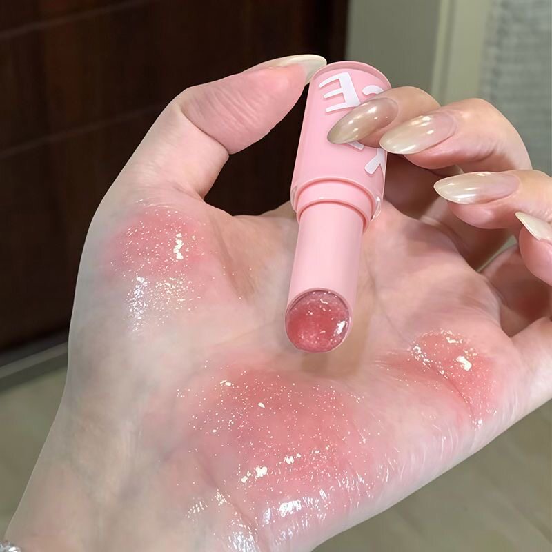 珠光细闪口红清甜白桃果汁感ins水漾微闪膏体玻璃唇滋润带闪唇蜜