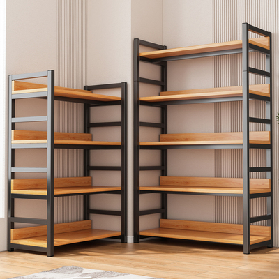 架子置物架多层收纳架办公客厅小书架落地家用实木色矮货架储物架
