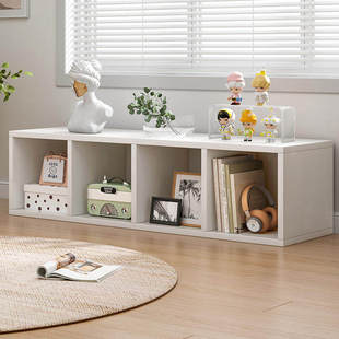 飘窗书架置物架落地矮书柜家用格子柜简易窗台下单层储物电视柜子