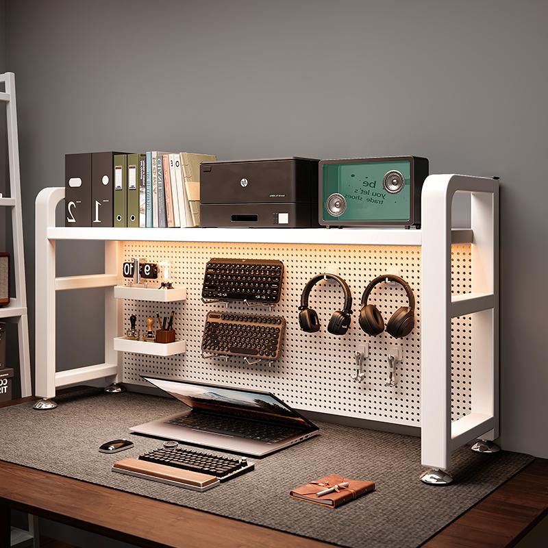 桌面洞洞板置物架立式多层铁艺桌上书架学生电脑桌书桌写字台收纳